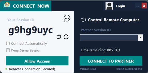 Connect Now home screen interface